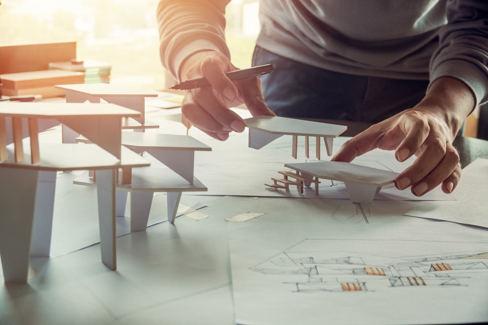 Architectenbureau,Design,Working,Drawing,Sketch,Plans,Blueprints,And,Making,Architectural